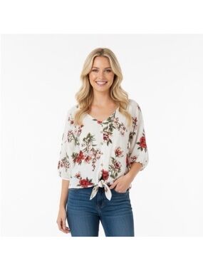 M Fasis medium floral tie front button summer top